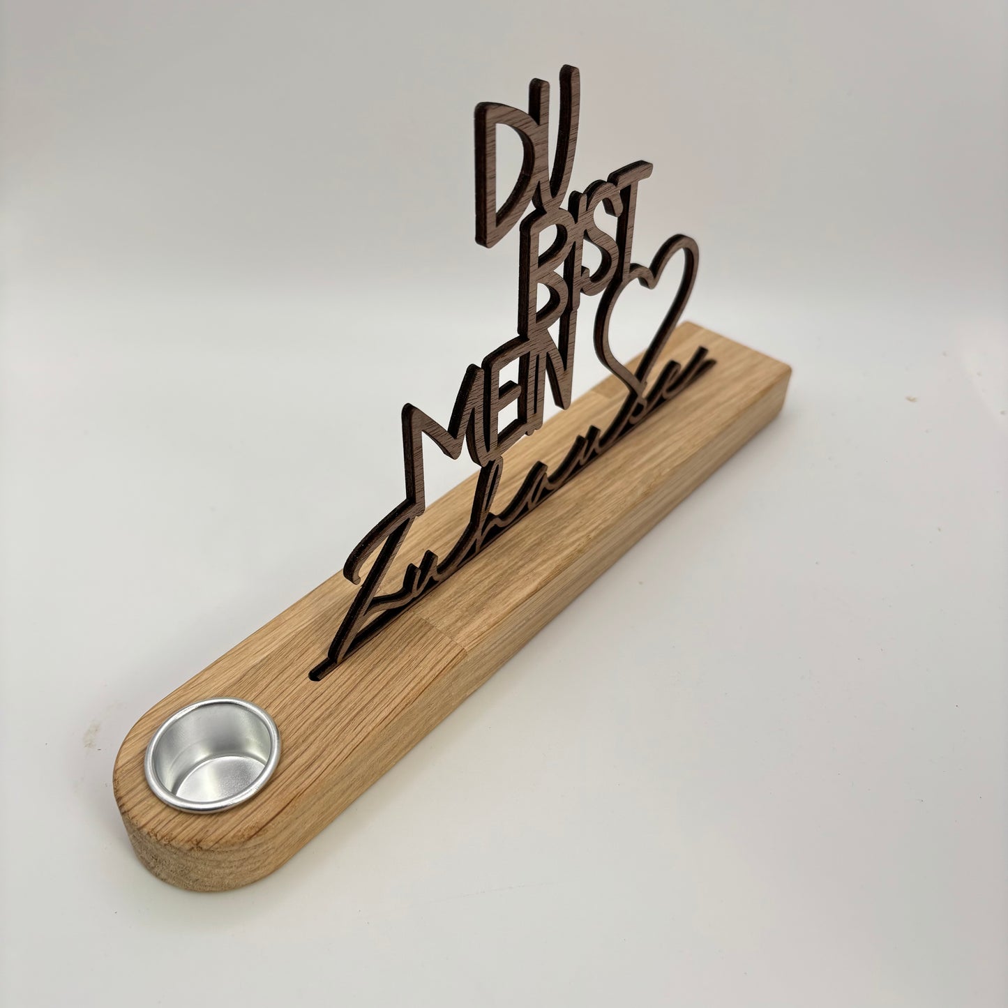 Sockel aus Eiche mit Kerzentülle und 3,5 x 165mm Schlitz