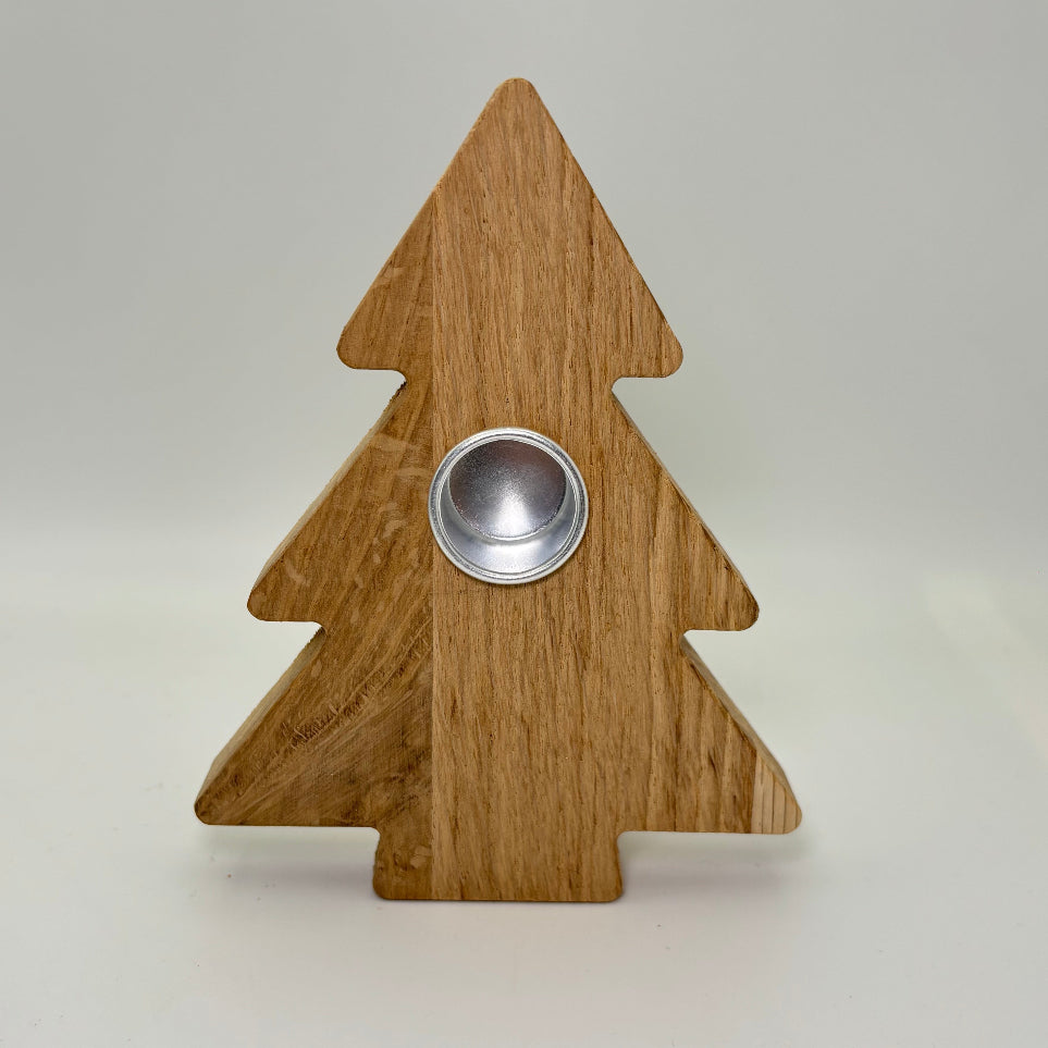 Tannenbaum Sockel Eiche mit Kerzentülle