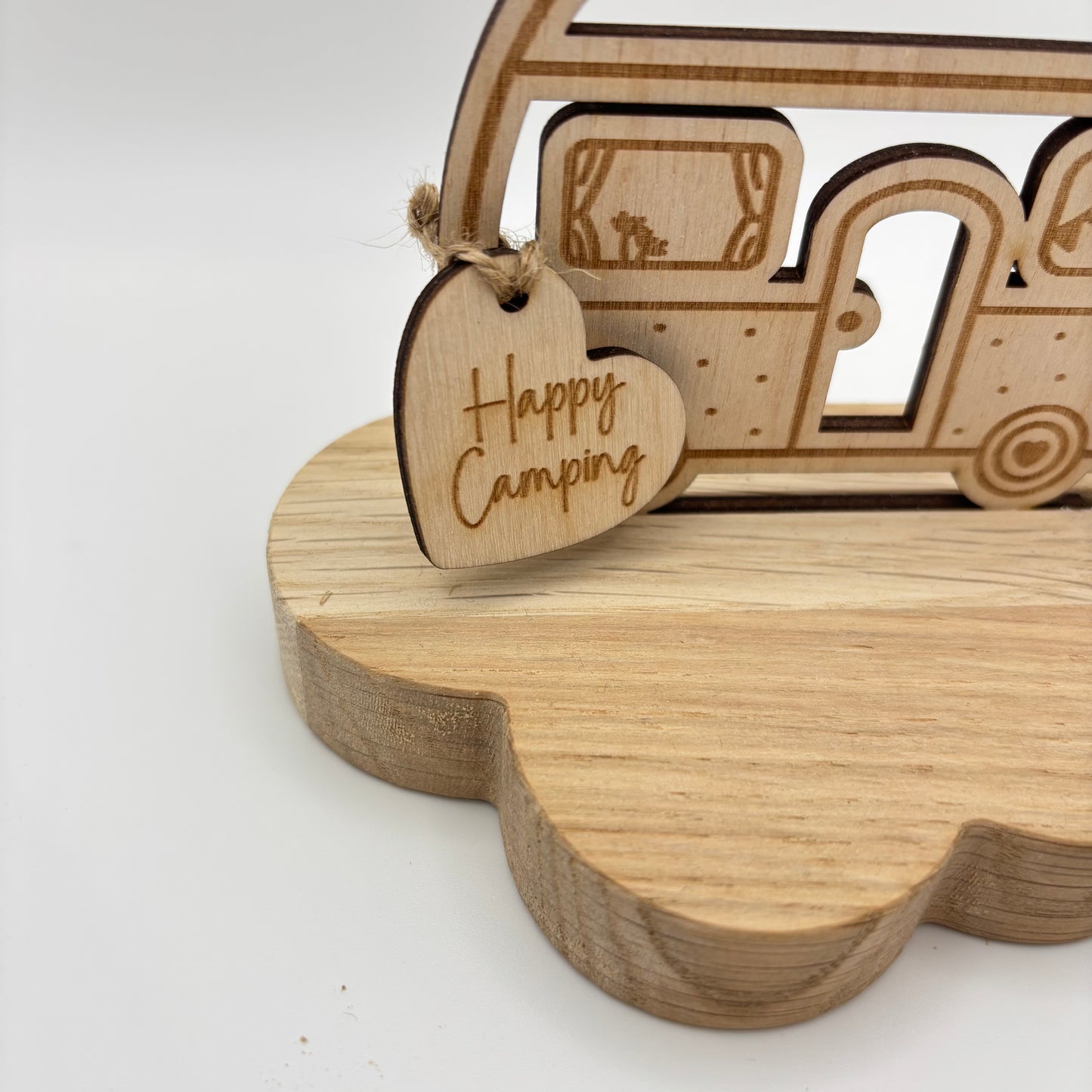 10 Stk. Holzanhänger – "Happy camping"