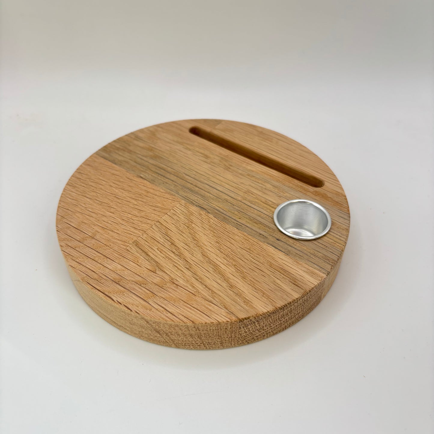 Teller Eiche Ø 140mm Kerze seitliche Kerzentülle
