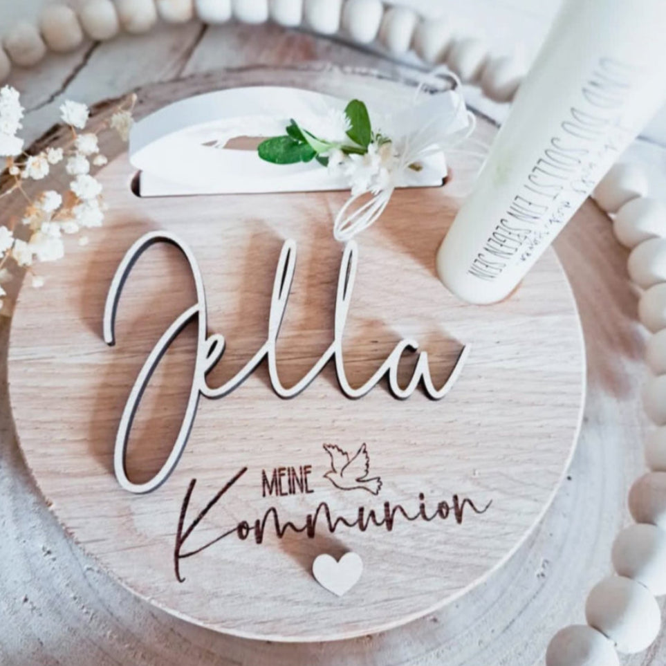 Teller Eiche Ø 140mm Kerze seitliche Kerzentülle