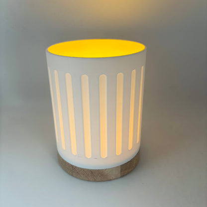 Windlicht Nuten mit Eichen Sockel