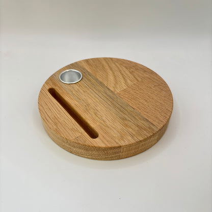 Teller Eiche  Ø 140mm Kerze seitliche Kerzentülle